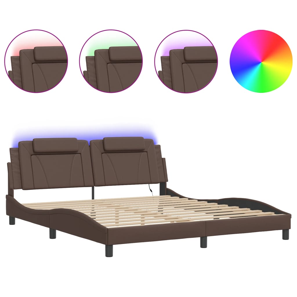 Cadre de lit avec LED sans matelas marron 180x200 cm - XIOS