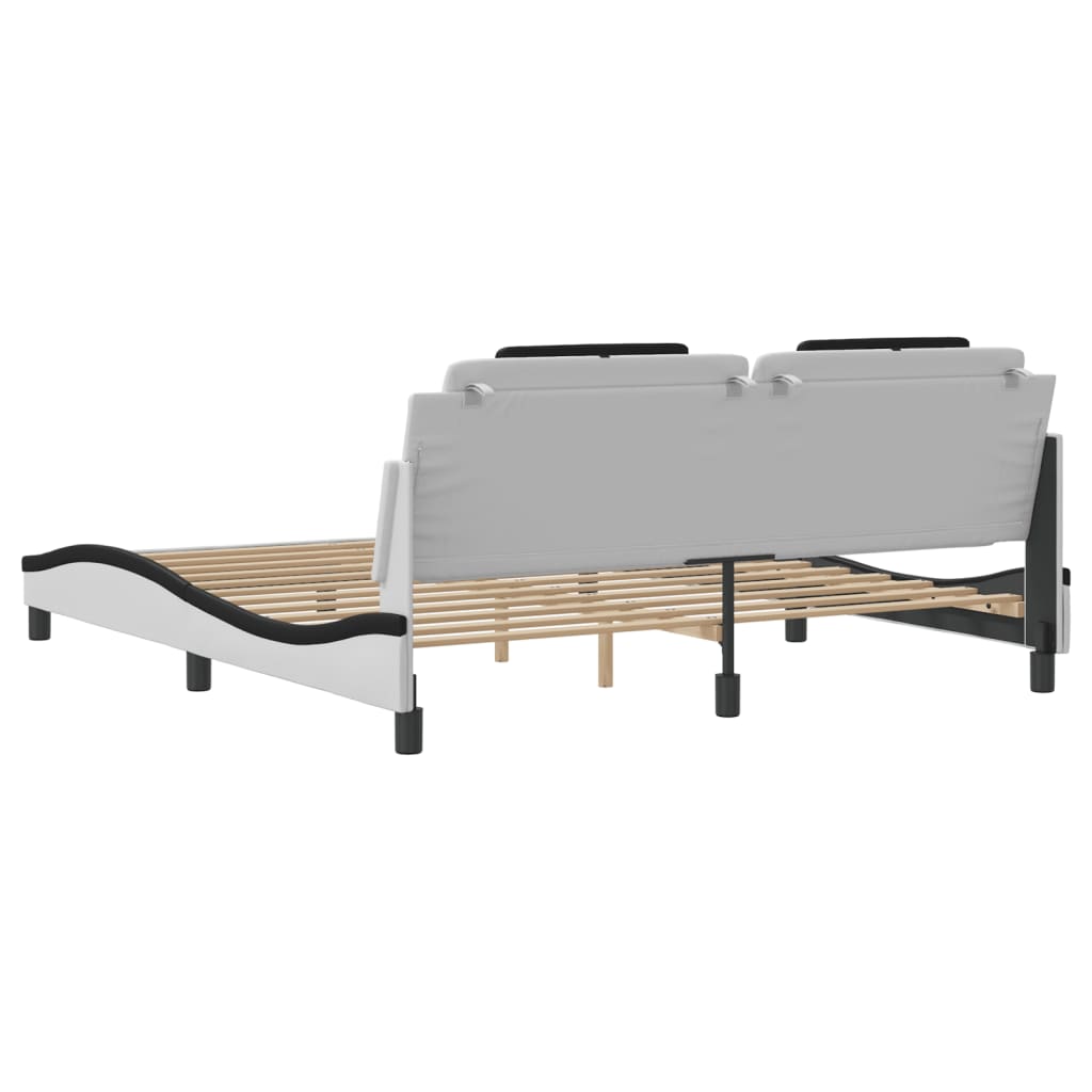 Cadre de lit avec LED sans matelas blanc et noir 180x200 cm - XIOS