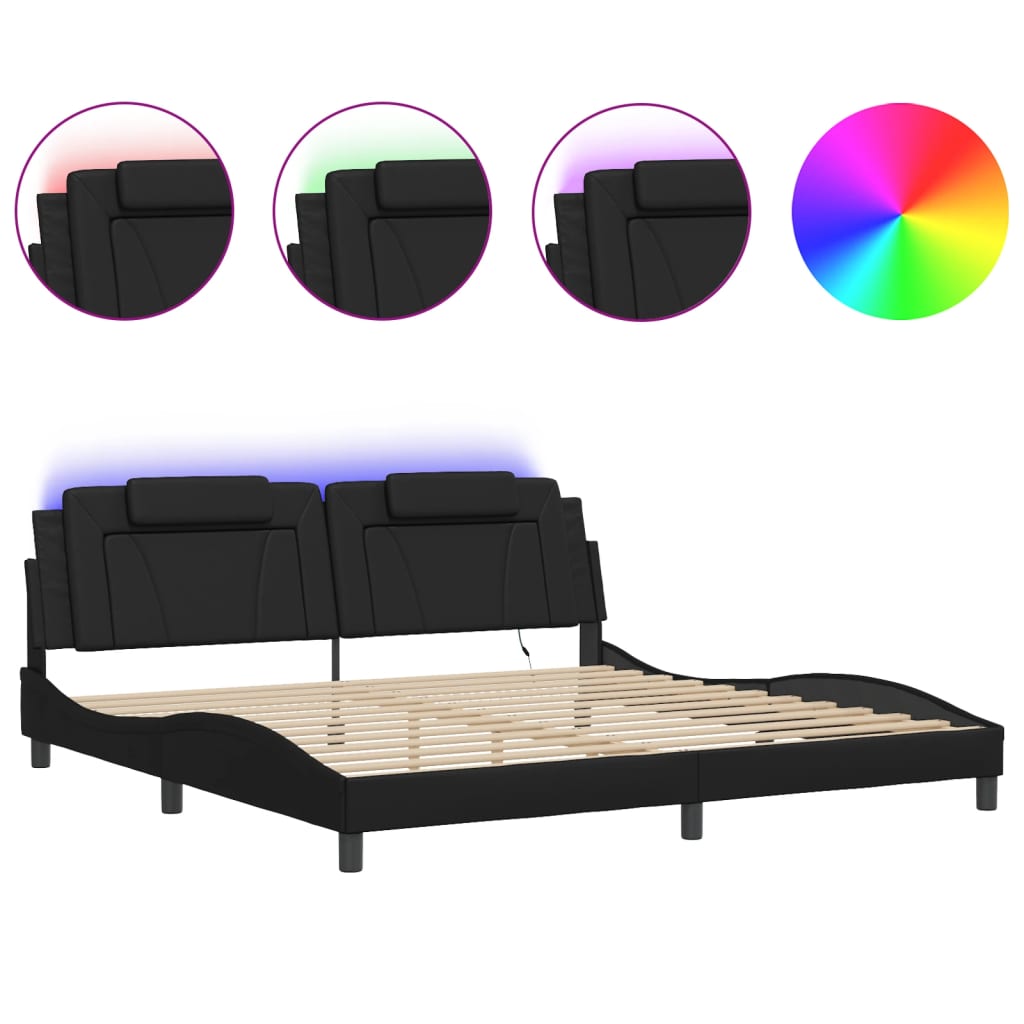 Cadre de lit Viana avec LED sans matelas noir 200x200 cm - XIOS