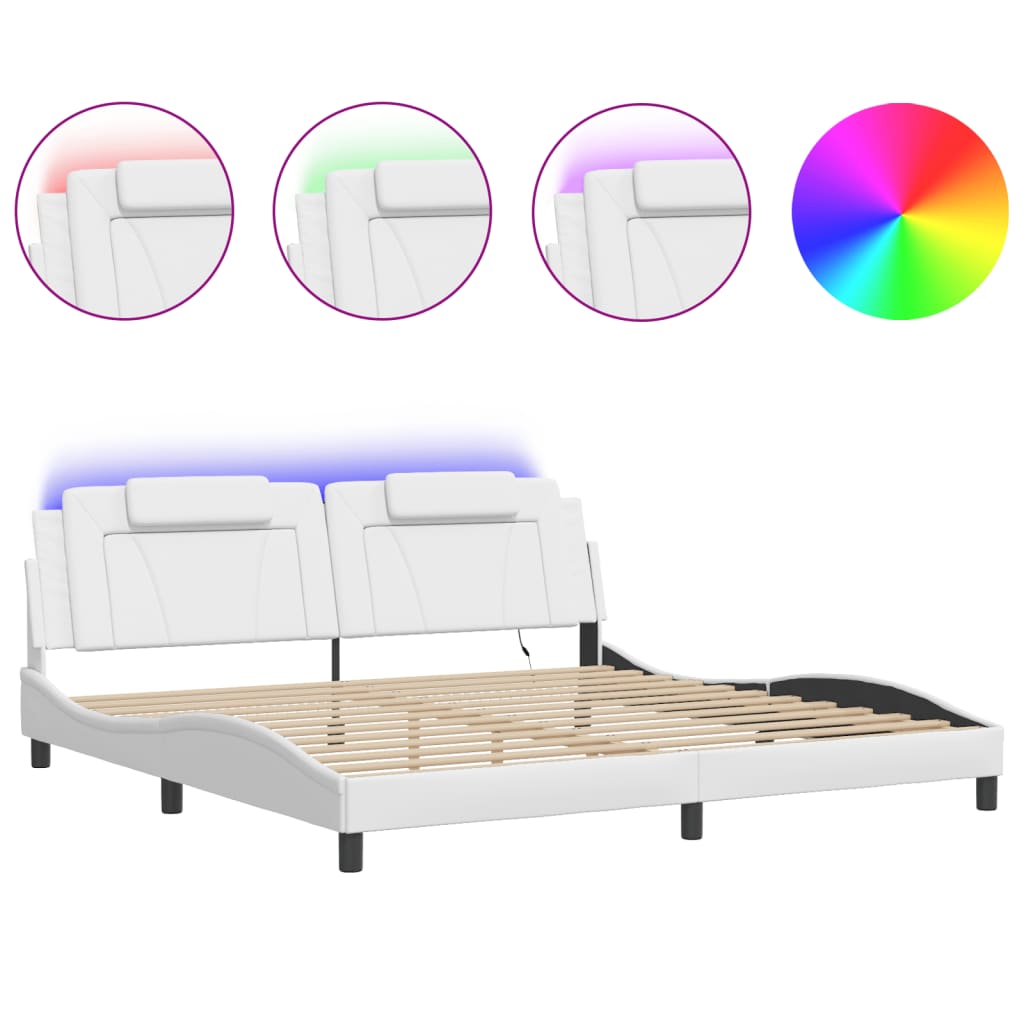 Cadre de lit Viana avec LED sans matelas blanc 200x200 cm - XIOS