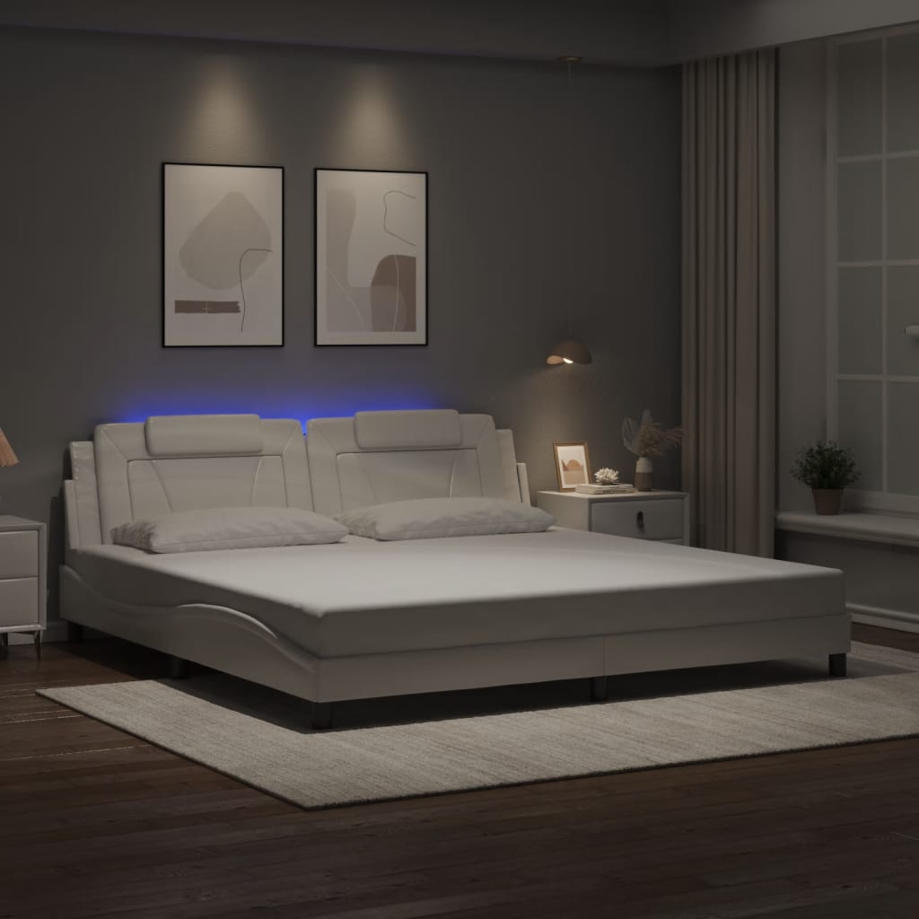 Cadre de lit Viana avec LED sans matelas blanc 200x200 cm