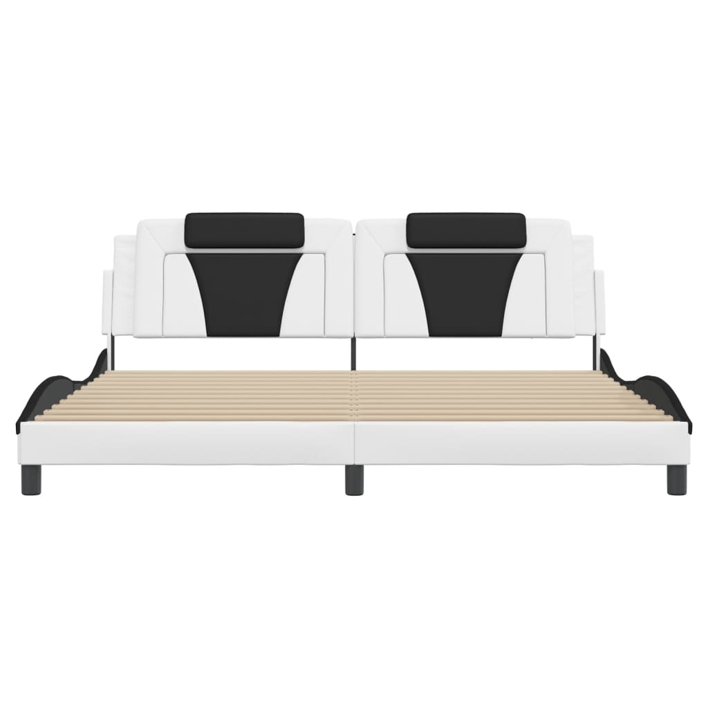 Cadre de lit Viana avec LED sans matelas blanc et noir 200x200 cm