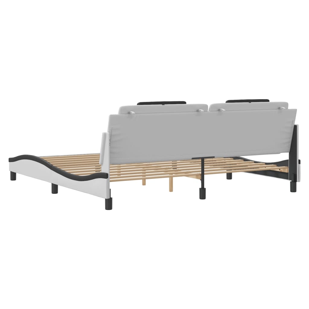 Cadre de lit Viana avec LED sans matelas blanc et noir 200x200 cm