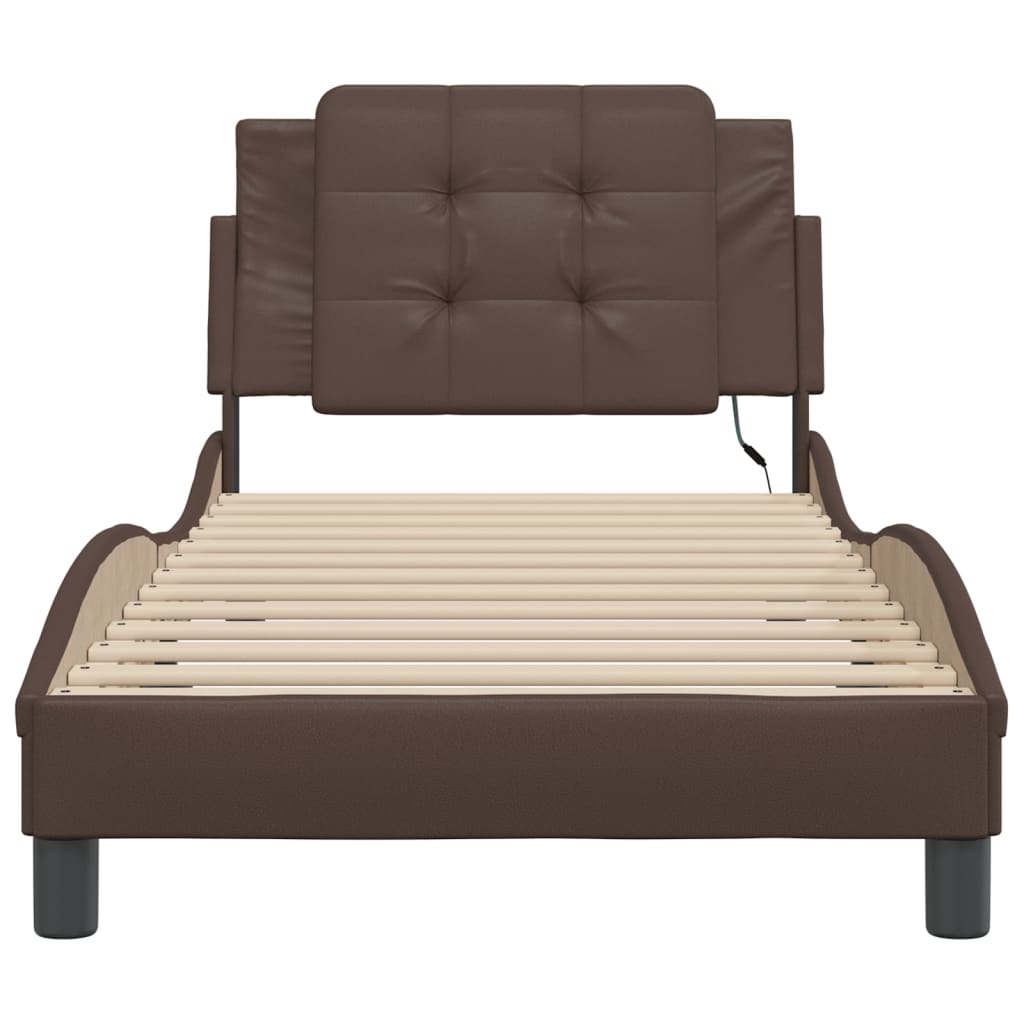 Cadre de lit avec LED sans matelas Zadar marron 80x200 cm - XIOS
