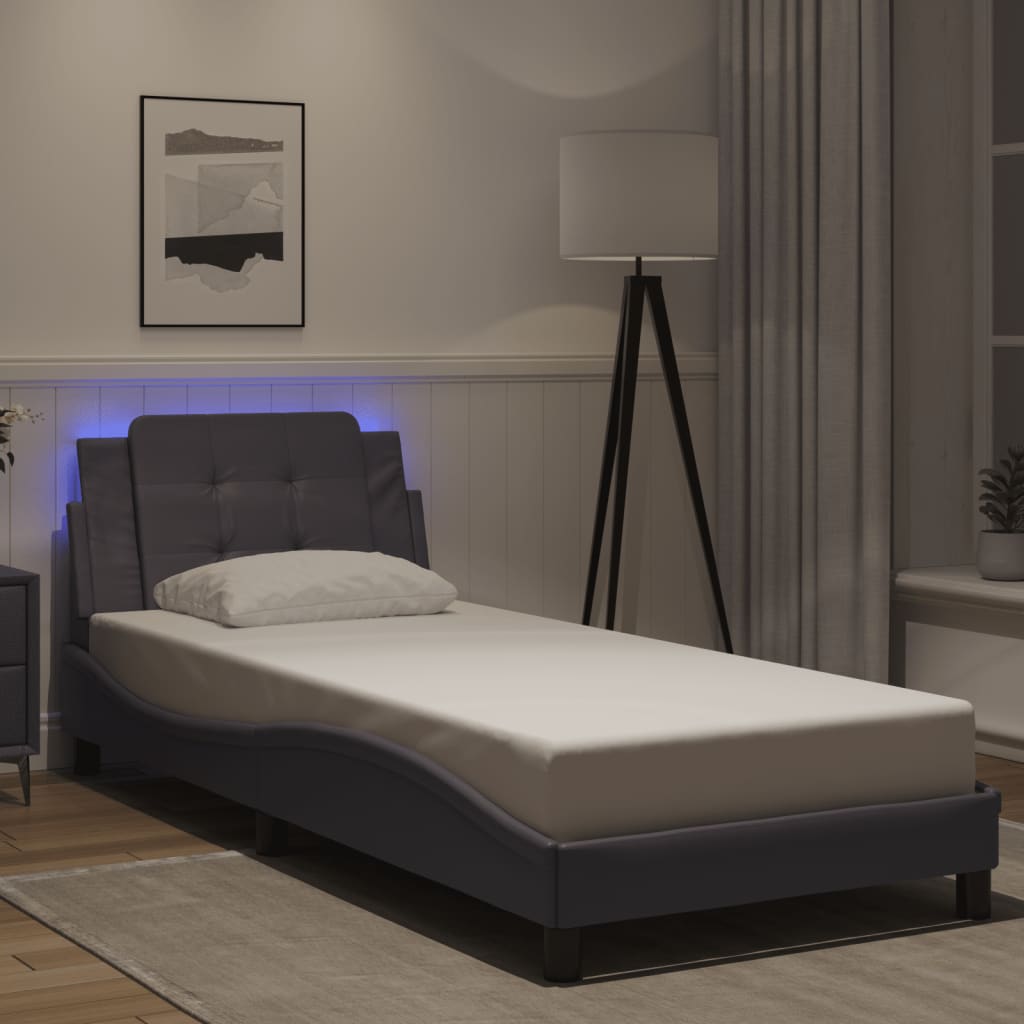 Cadre de lit avec LED sans matelas Zadar gris 80x200 cm - XIOS