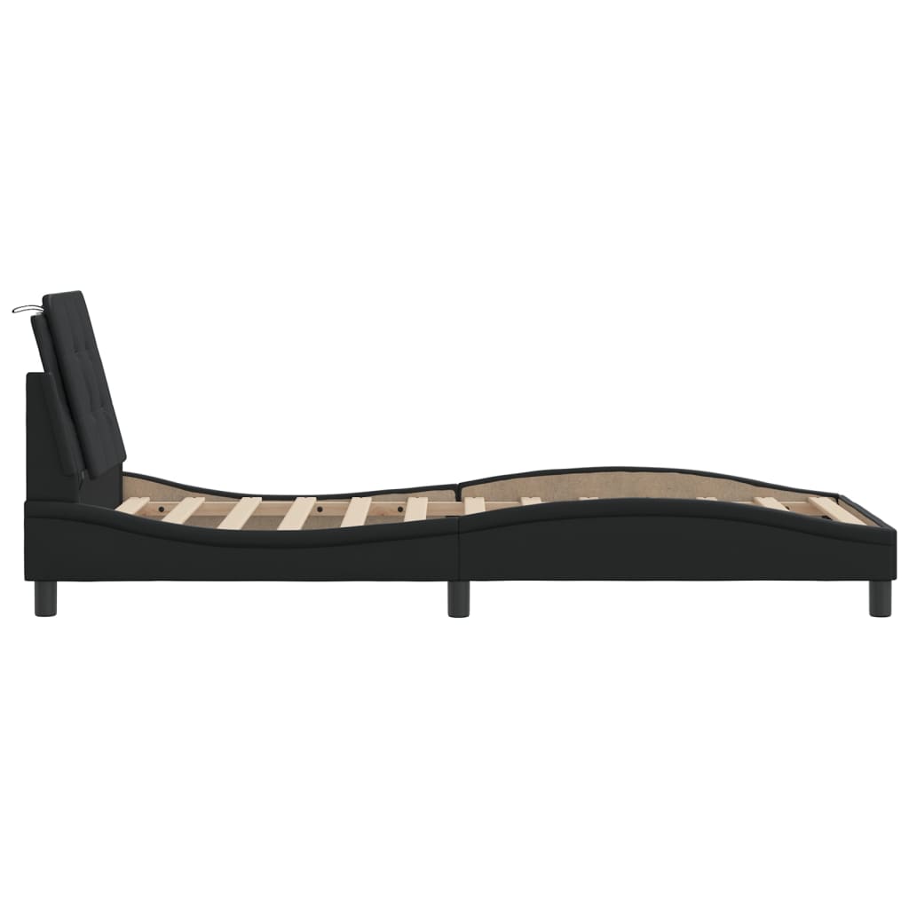 Cadre de lit avec LED sans matelas Zadar noir 90x190 cm