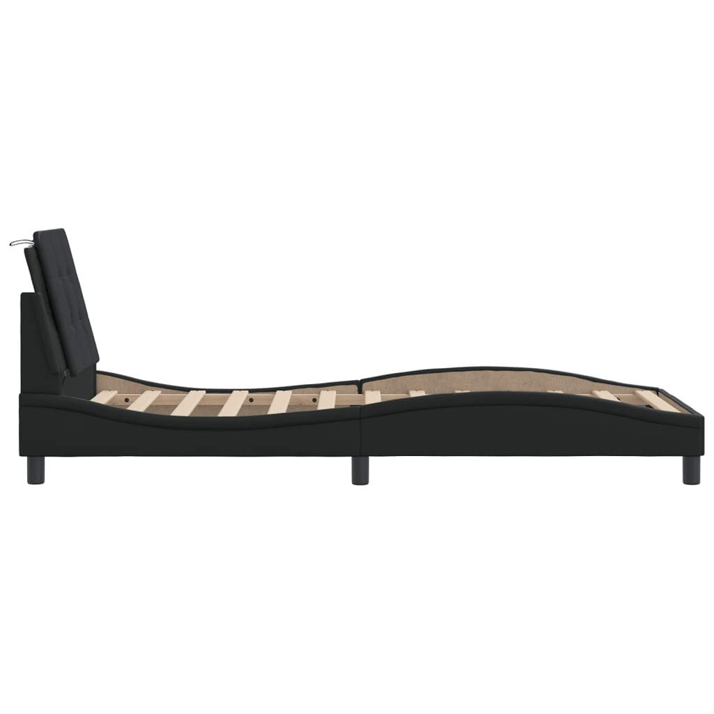 Cadre de lit avec LED sans matelas Zadar noir 100x200 cm