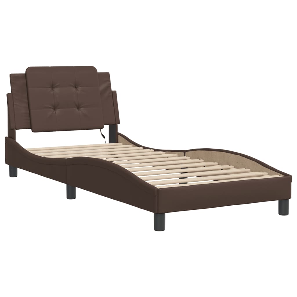 Cadre de lit avec LED sans matelas marron 100x200 cm - XIOS
