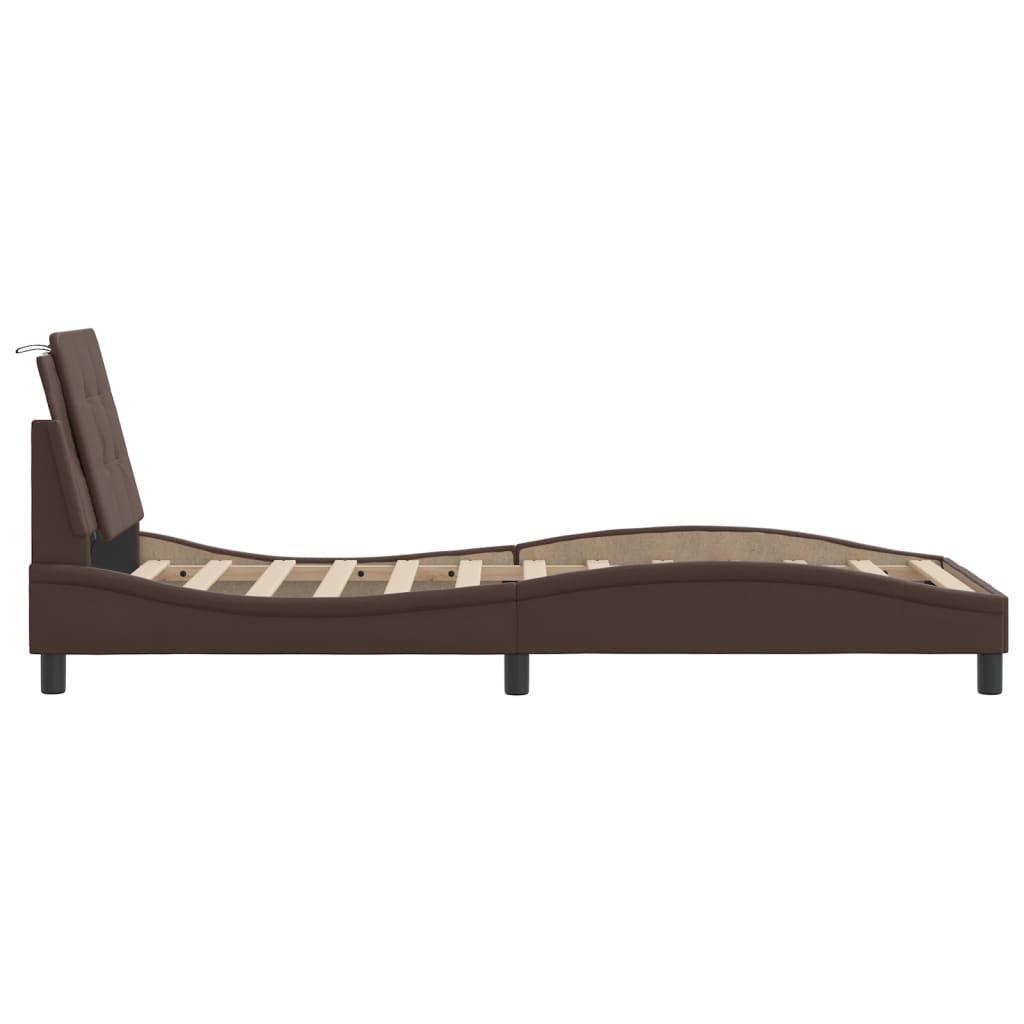 Cadre de lit avec LED sans matelas marron 100x200 cm - XIOS