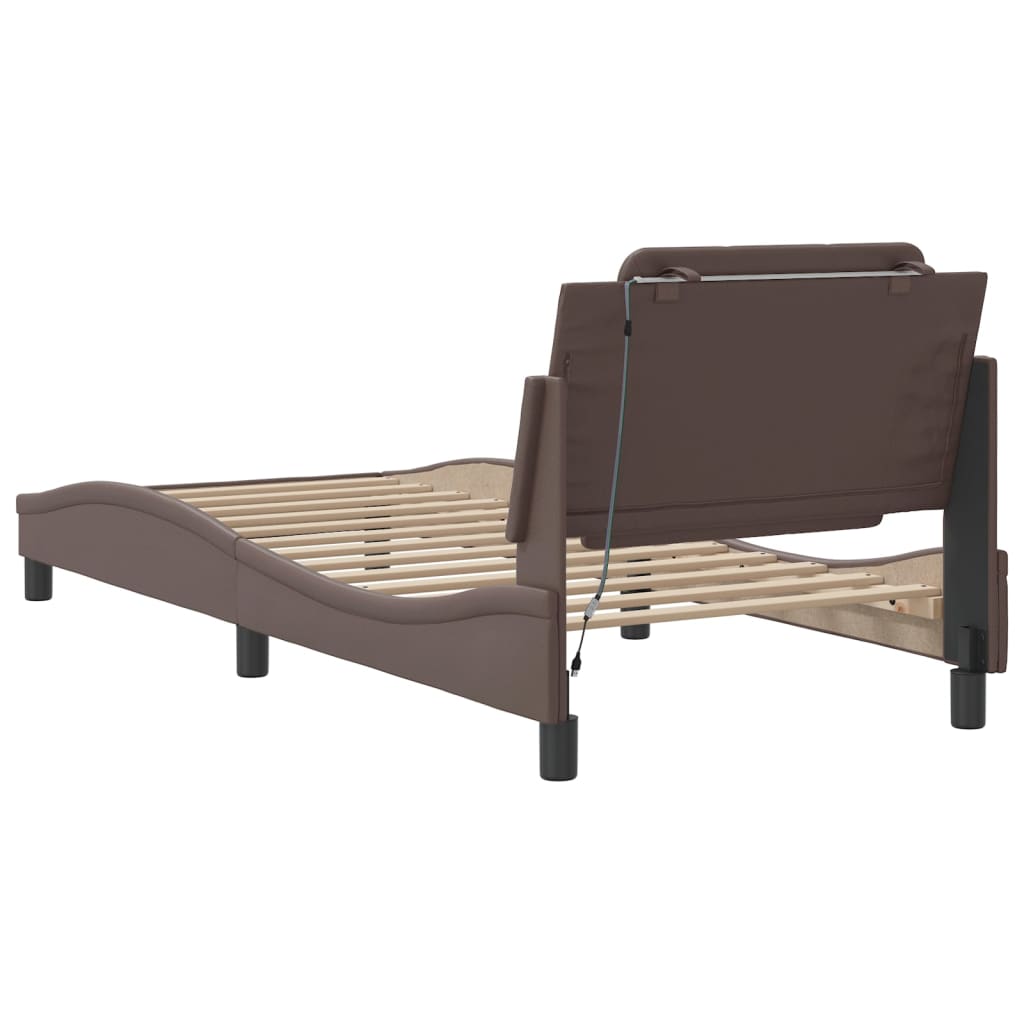 Cadre de lit avec LED sans matelas marron 100x200 cm - XIOS