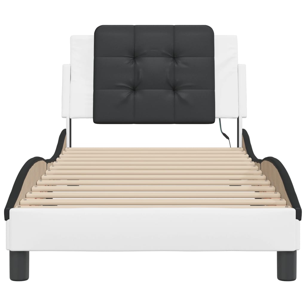 Cadre de lit avec LED sans matelas blanc et noir 100x200 cm - XIOS