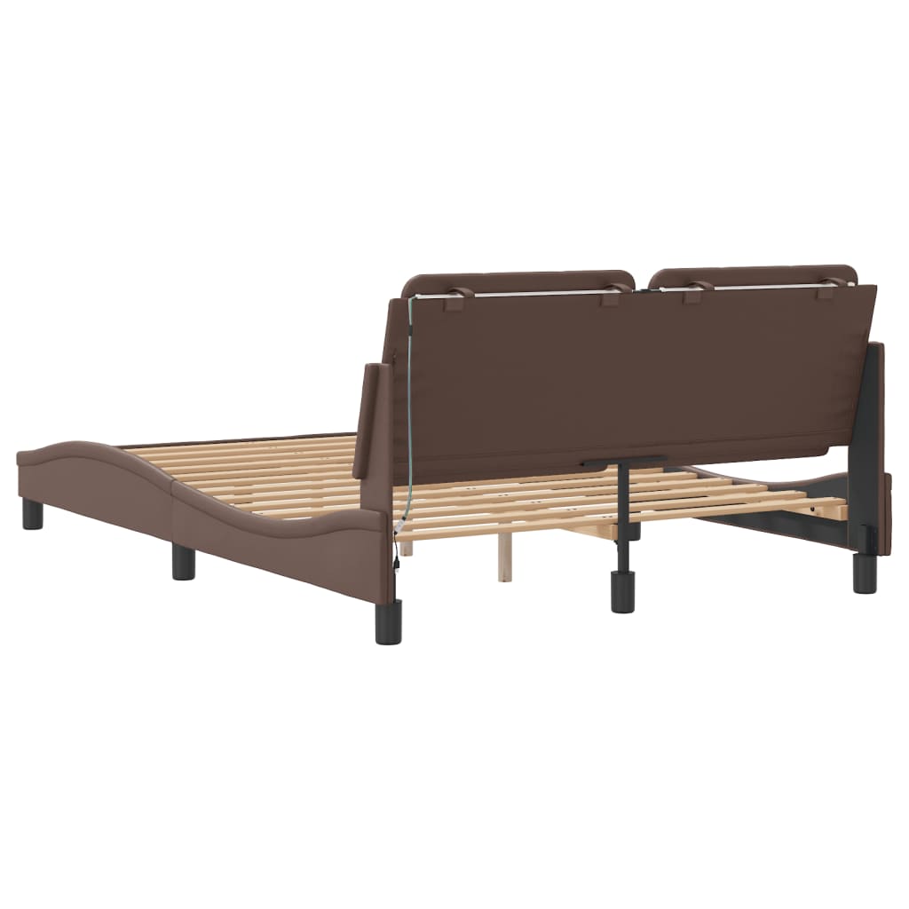 Cadre de lit avec LED sans matelas marron 120x200 cm - XIOS