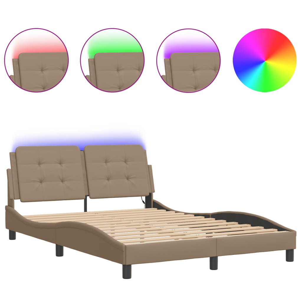 Cadre de lit avec LED sans matelas Zadar cappuccino 140x190 cm - XIOS