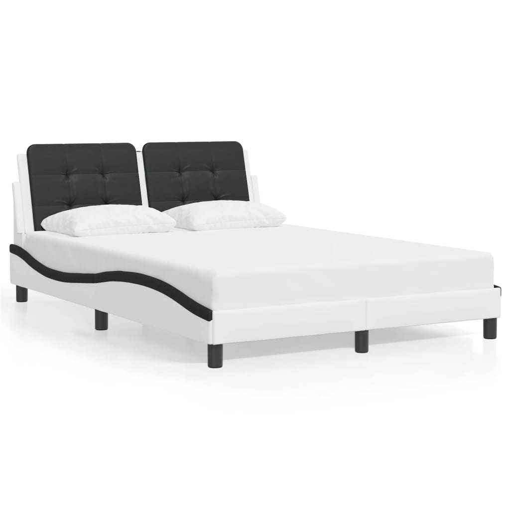 Cadre de lit avec LED sans matelas Zadar blanc et noir 140x190 cm
