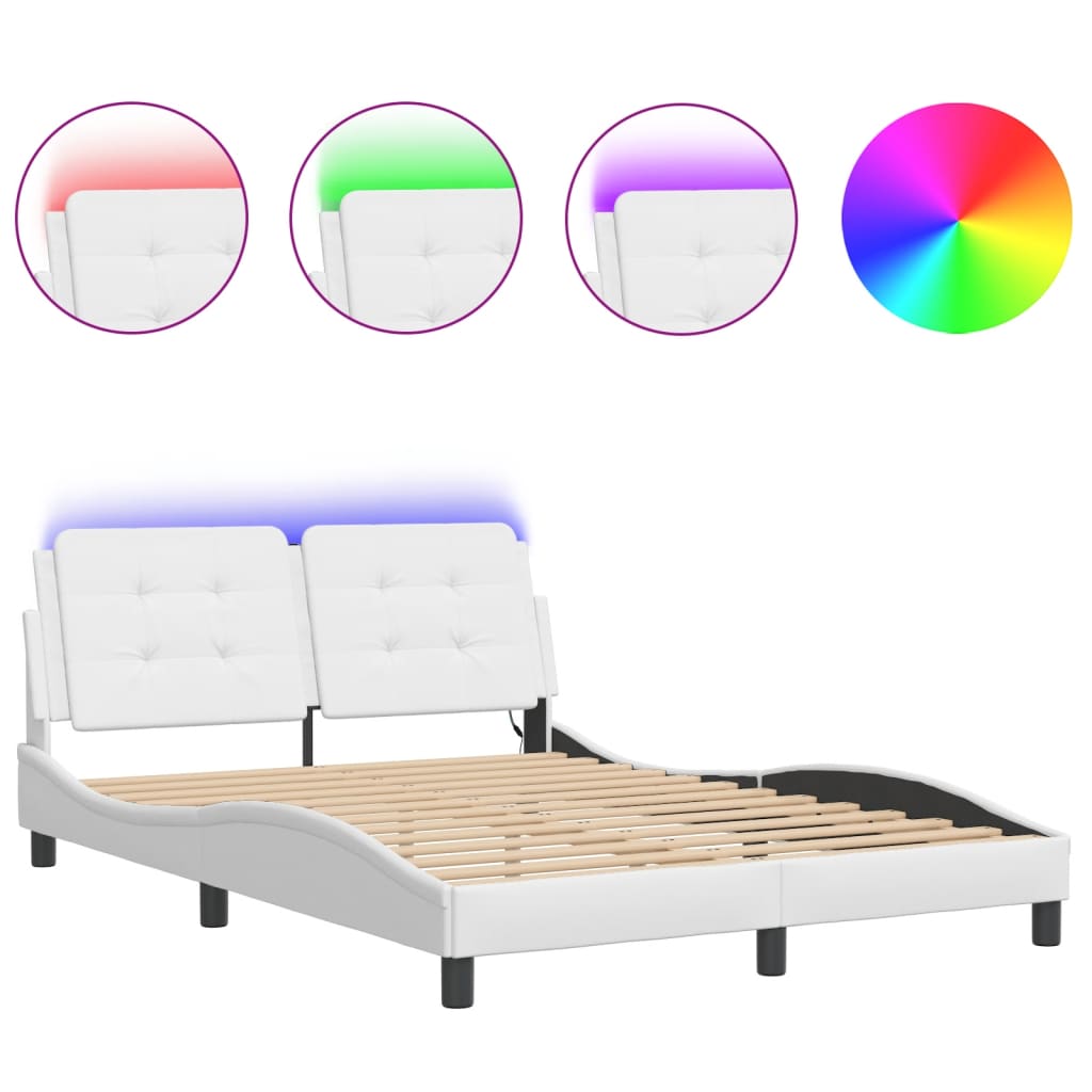 Cadre de lit avec LED sans matelas blanc 140x200 cm - XIOS
