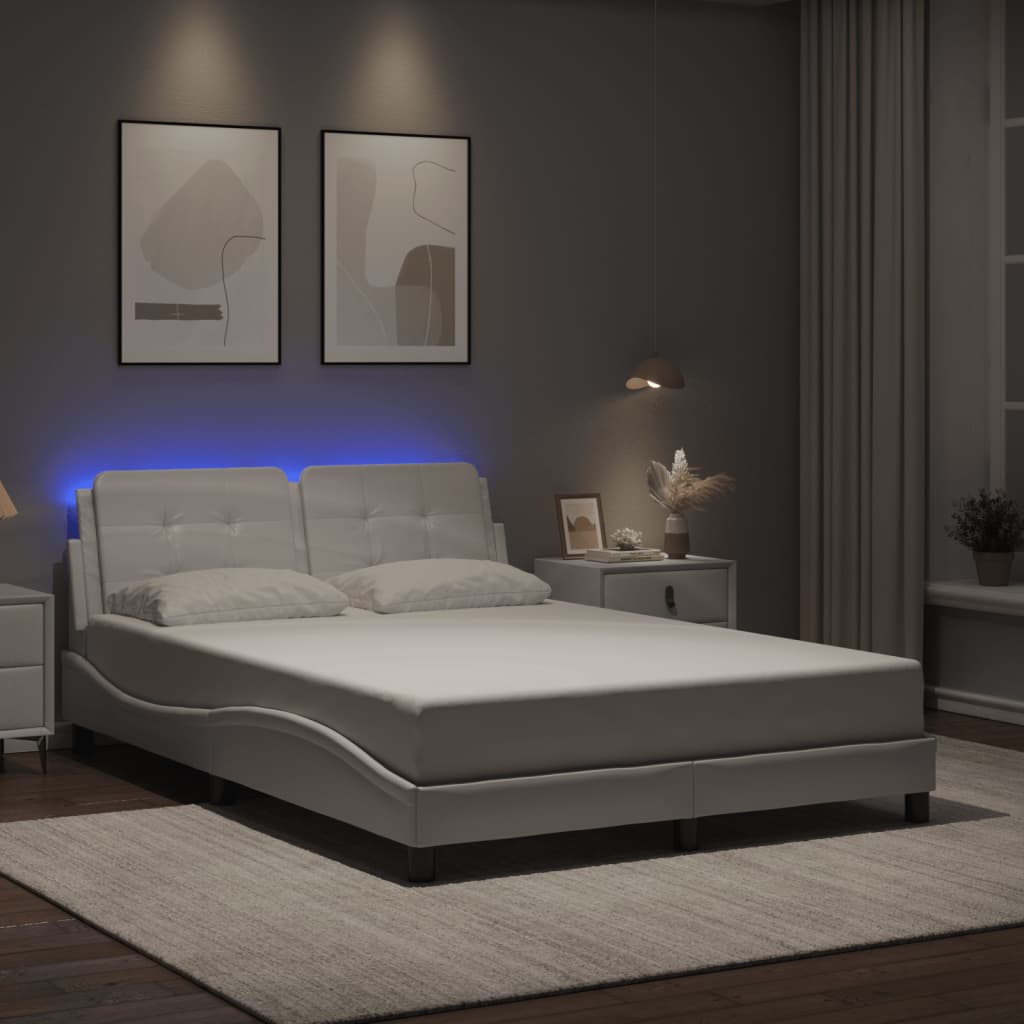 Cadre de lit avec LED sans matelas blanc 140x200 cm - XIOS