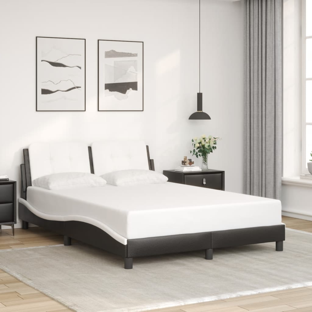 Cadre de lit avec LED sans matelas Zadar noir et blanc 140x200 cm