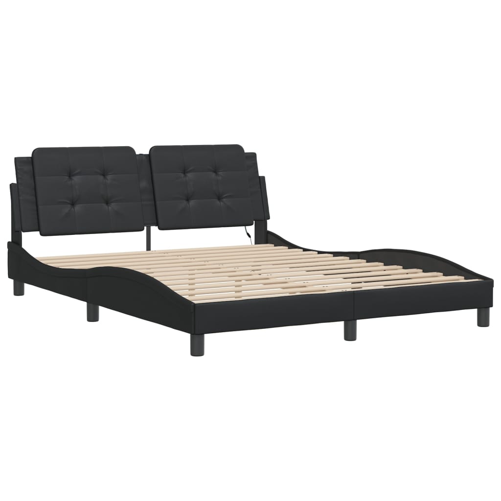 Cadre de lit avec LED sans matelas noir 160x200 cm - XIOS