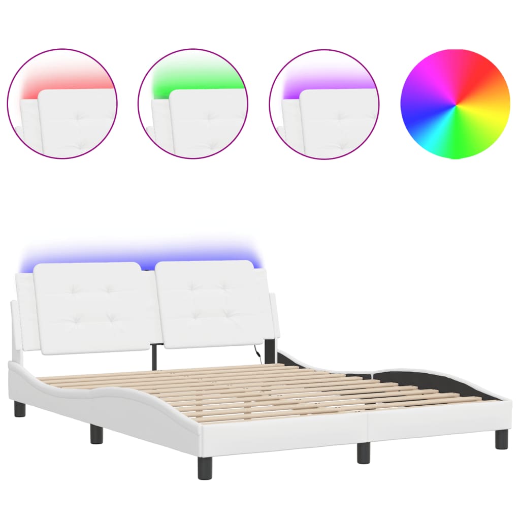 Cadre de lit avec LED sans matelas Zadar blanc 160x200 cm - XIOS