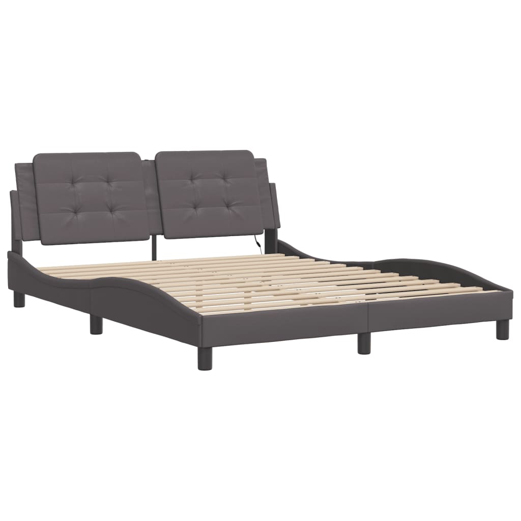 Cadre de lit avec LED sans matelas Zadar gris 160x200 cm - XIOS