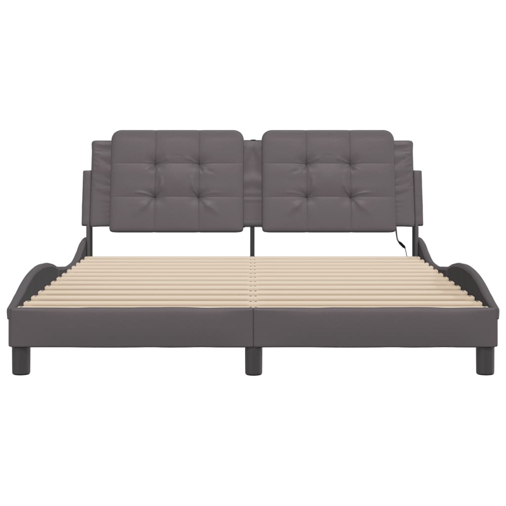 Cadre de lit avec LED sans matelas Zadar gris 160x200 cm - XIOS