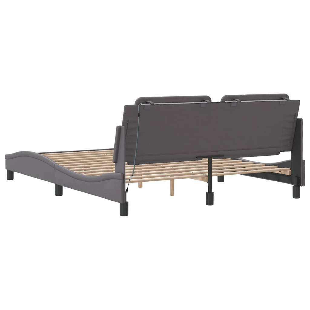 Cadre de lit avec LED sans matelas Zadar gris 160x200 cm - XIOS