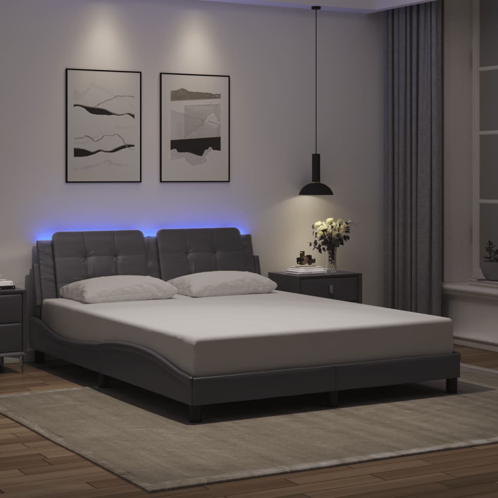 Cadre de lit avec LED sans matelas Zadar gris 160x200 cm - XIOS