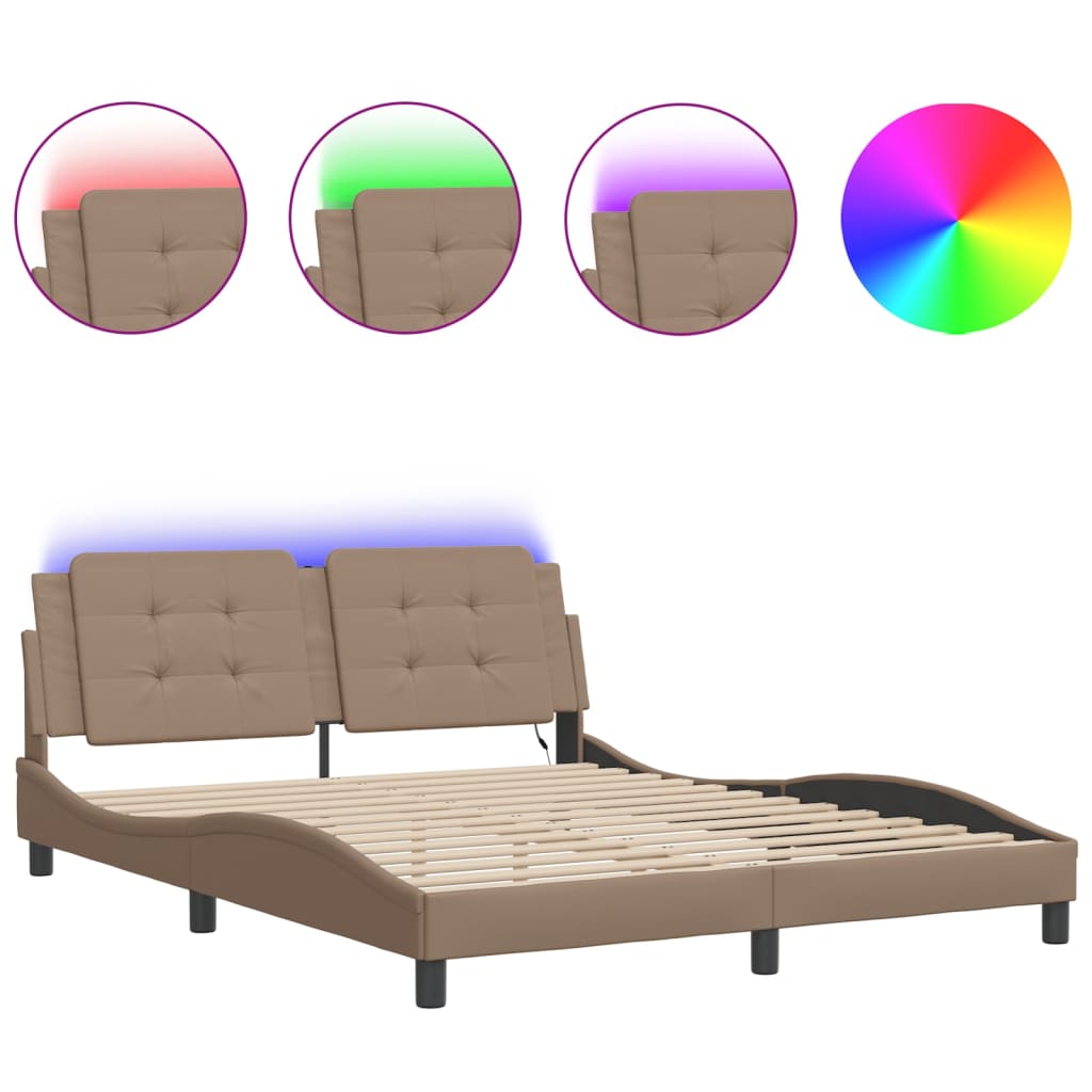 Cadre de lit avec LED sans matelas Zadar cappuccino 160x200 cm - XIOS