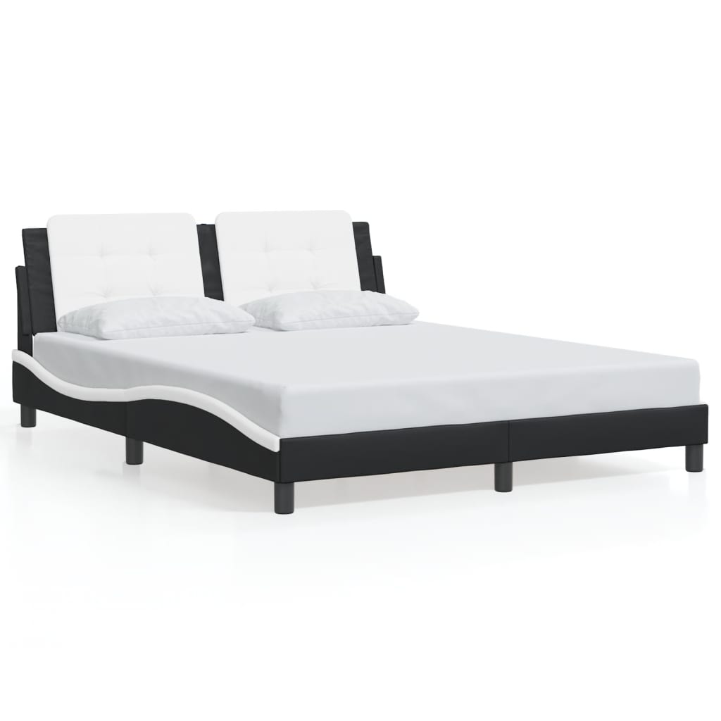 Cadre de lit avec LED sans matelas Zadar noir et blanc 160x200 cm