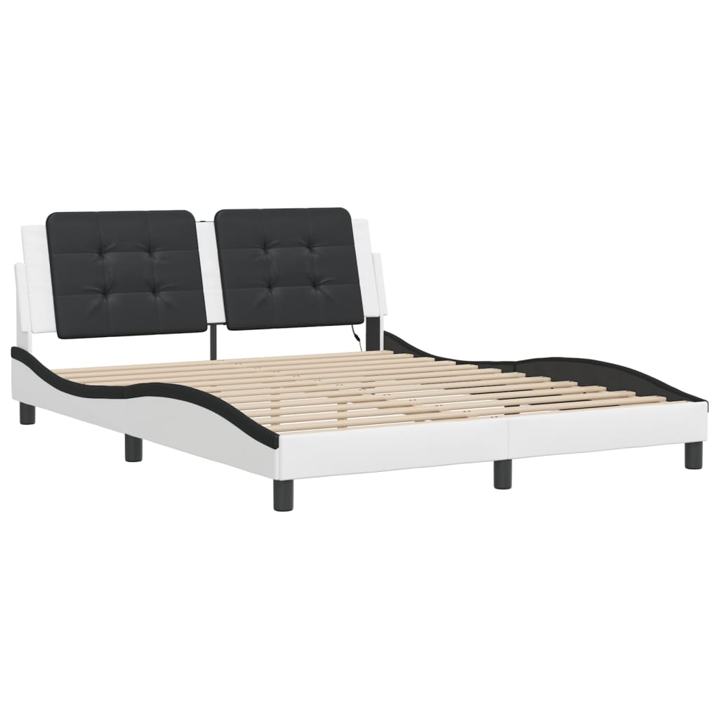 Cadre de lit avec LED sans matelas Zadar blanc et noir 160x200 cm - XIOS