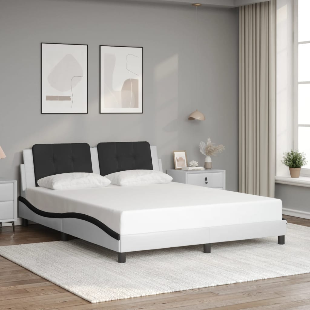 Cadre de lit avec LED sans matelas Zadar blanc et noir 160x200 cm - XIOS