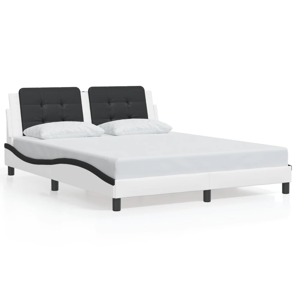 Cadre de lit avec LED sans matelas Zadar blanc et noir 160x200 cm - XIOS