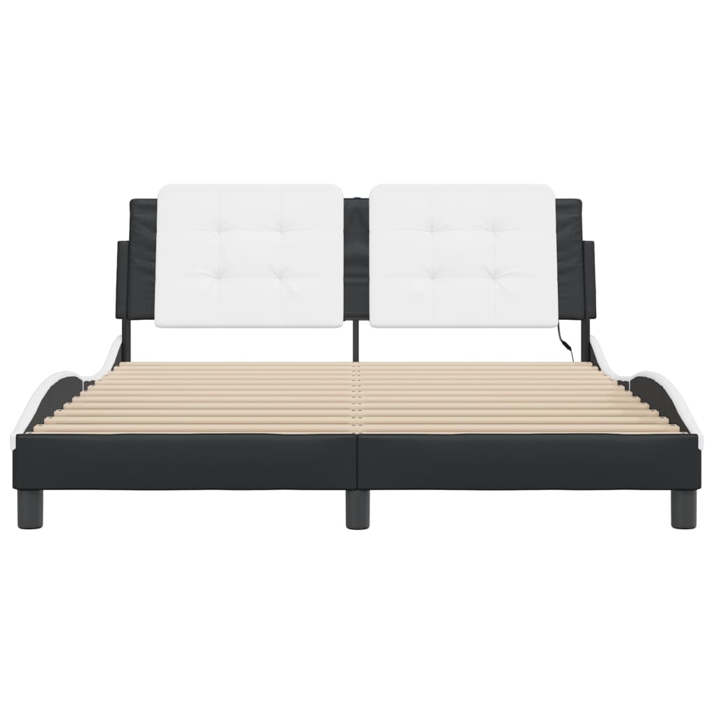 Cadre de lit avec LED sans matelas Zadar blanc et noir 160x200 cm - XIOS