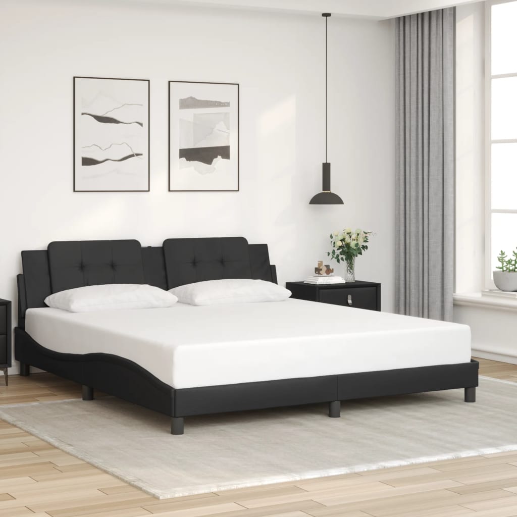 Cadre de lit avec LED sans matelas Zadar noir 180x200 cm