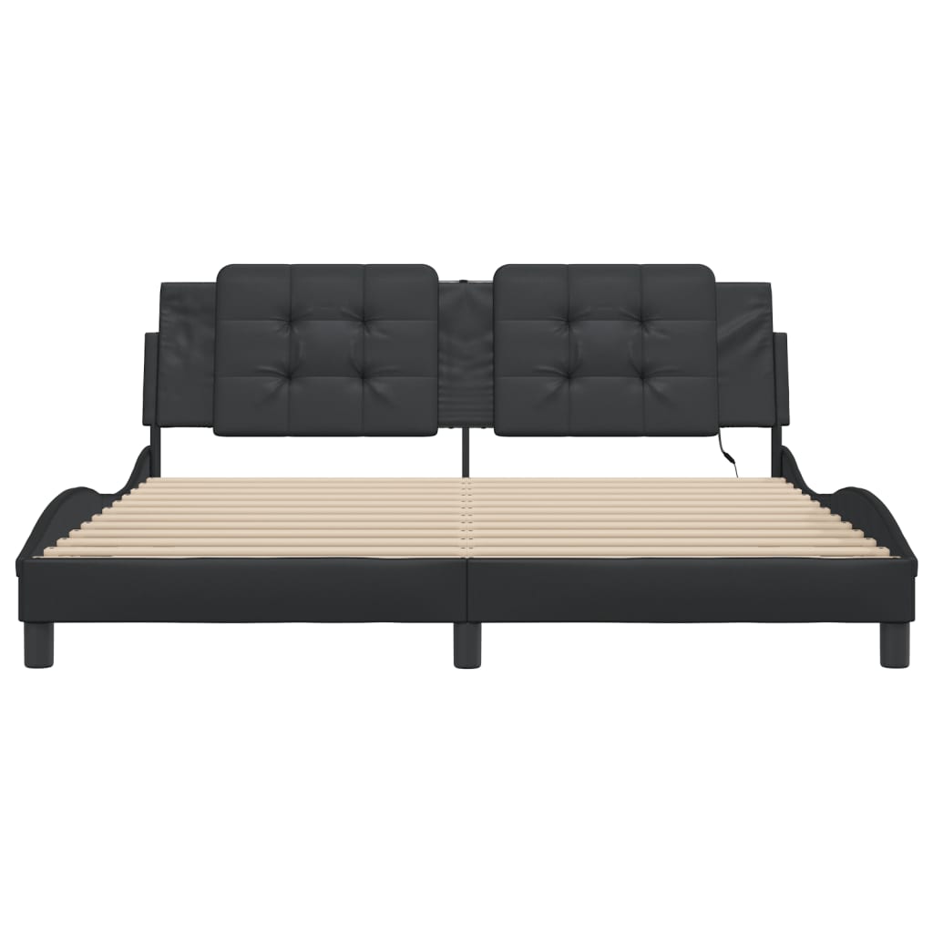Cadre de lit avec LED sans matelas Zadar noir 180x200 cm