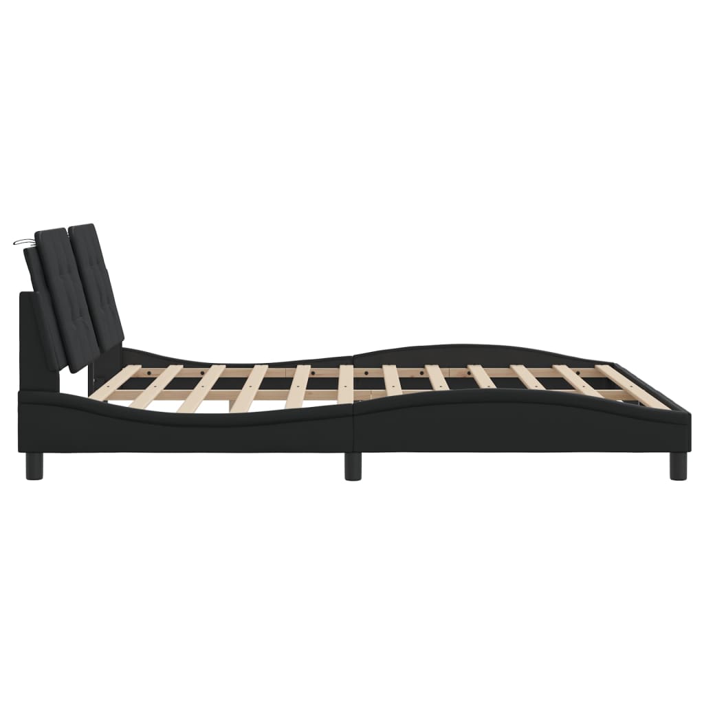 Cadre de lit avec LED sans matelas Zadar noir 180x200 cm