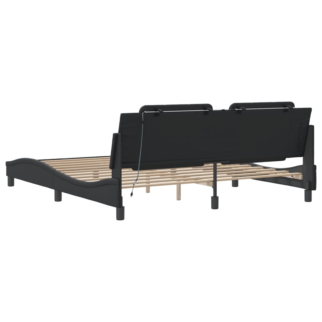 Cadre de lit avec LED sans matelas Zadar noir 180x200 cm