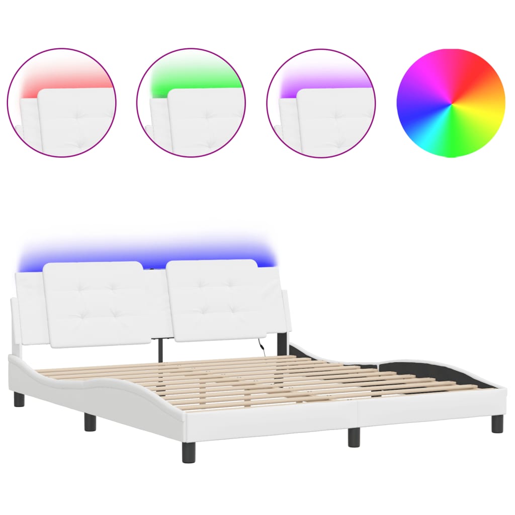 Cadre de lit avec LED sans matelas Zadar blanc 180x200 cm - XIOS