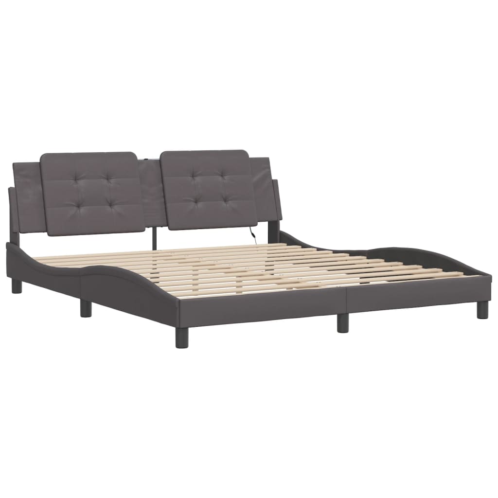 Cadre de lit avec LED sans matelas Zadar gris 180x200 cm - XIOS