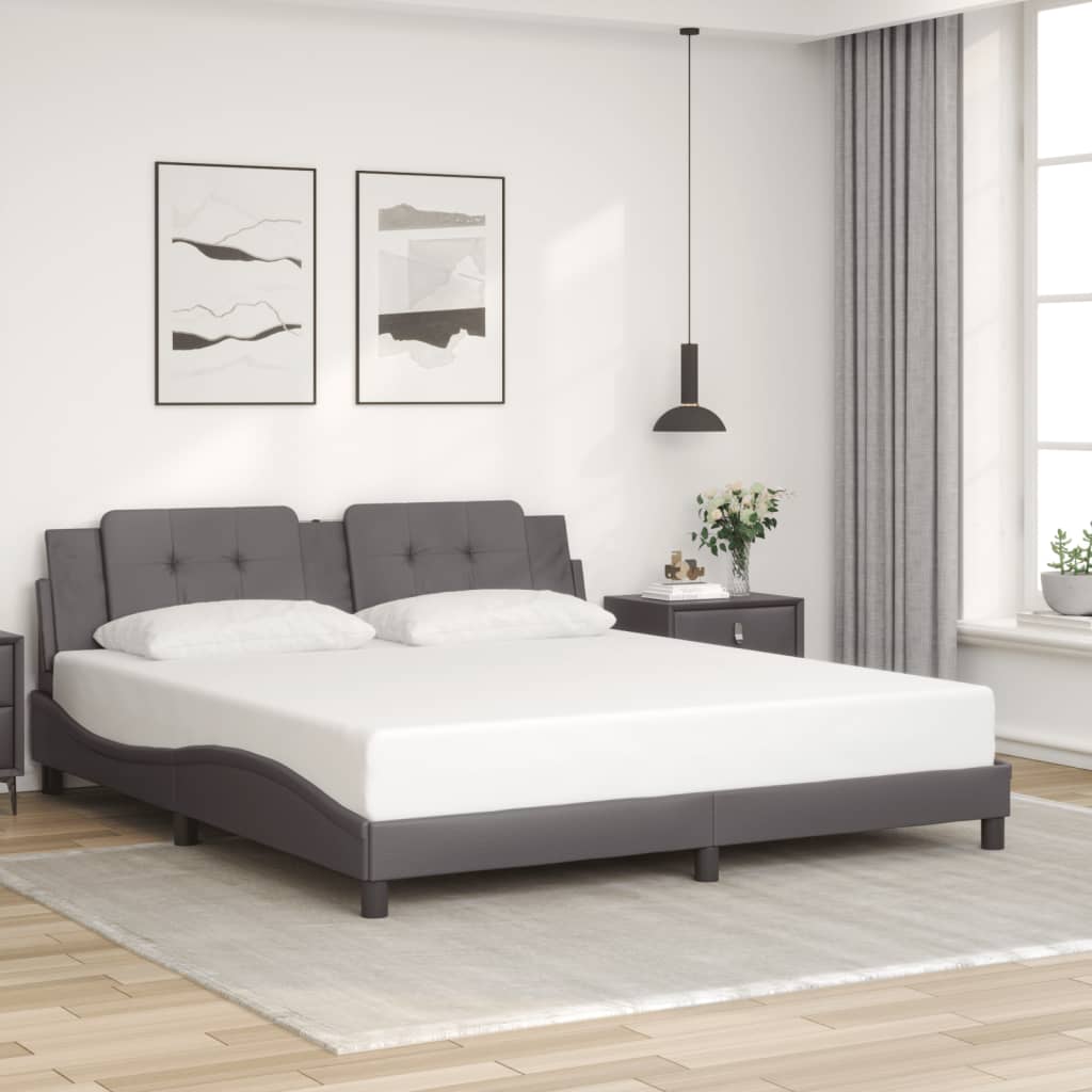 Cadre de lit avec LED sans matelas Zadar gris 180x200 cm - XIOS