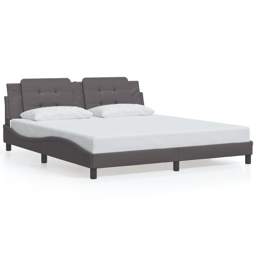Cadre de lit avec LED sans matelas Zadar gris 180x200 cm - XIOS