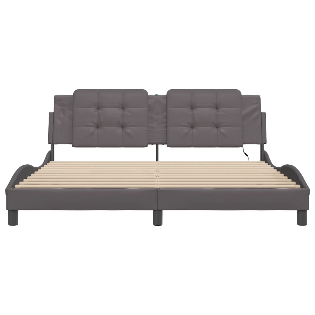 Cadre de lit avec LED sans matelas Zadar gris 180x200 cm - XIOS