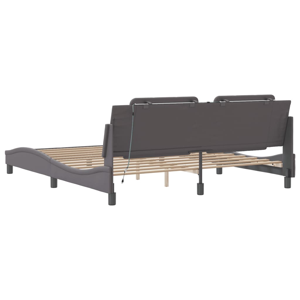 Cadre de lit avec LED sans matelas Zadar gris 180x200 cm - XIOS