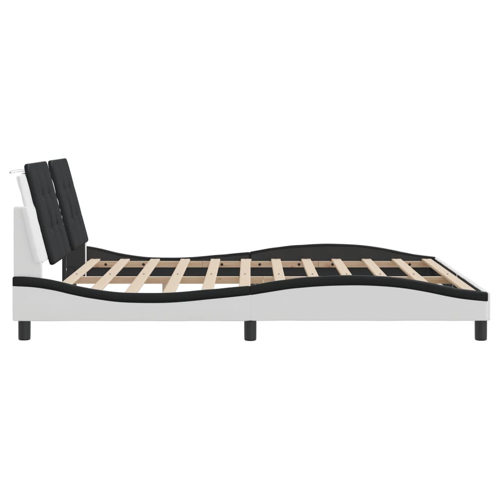 Cadre de lit avec LED sans matelas Zadar blanc et noir 180x200 cm