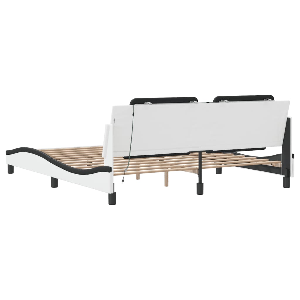 Cadre de lit avec LED sans matelas Zadar blanc et noir 180x200 cm