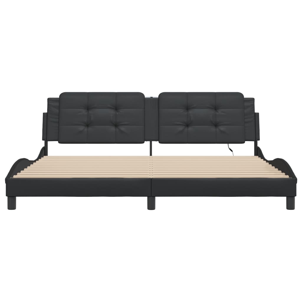 Cadre de lit avec LED sans matelas Zadar noir 200x200 cm
