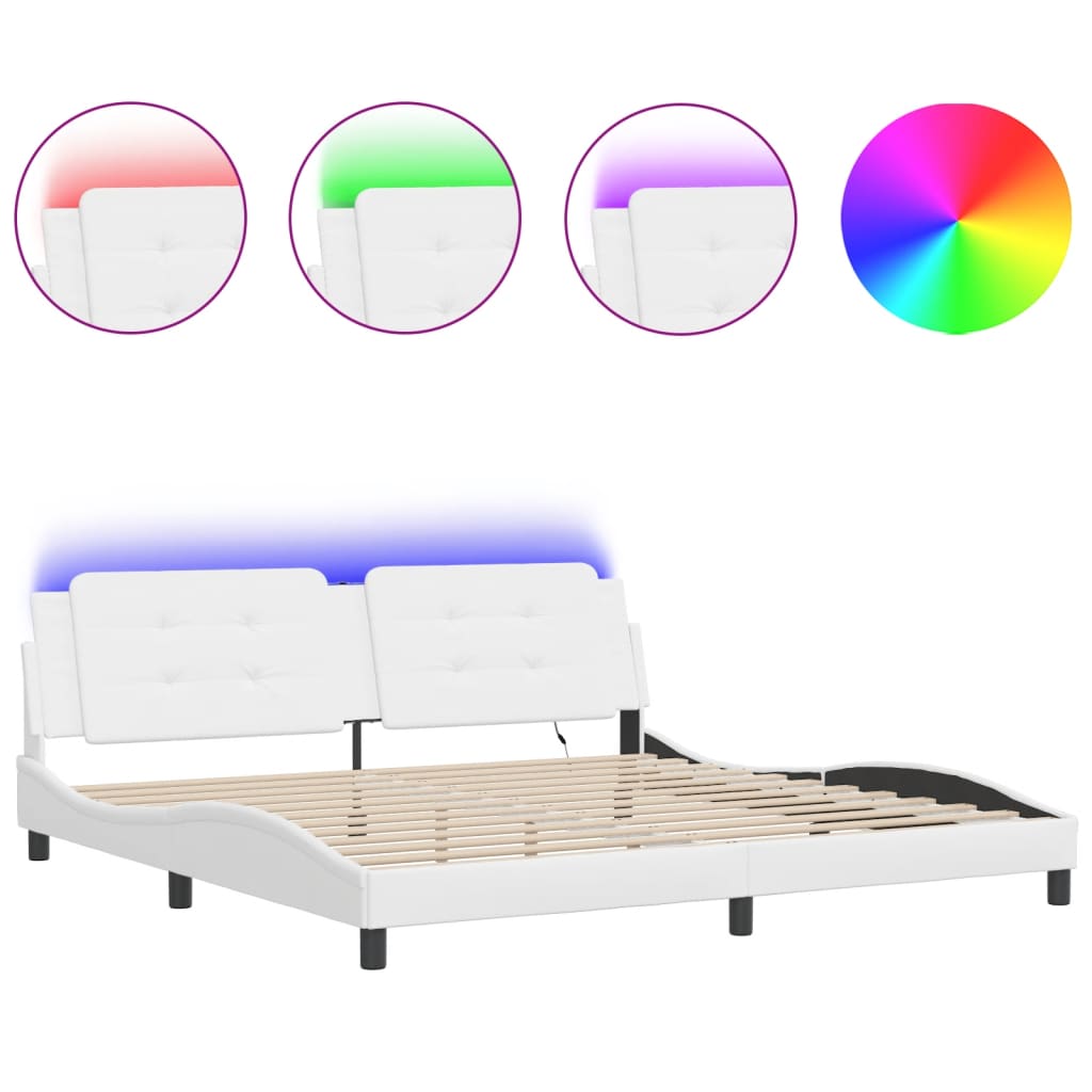 Cadre de lit avec LED sans matelas Zadar blanc 200x200 cm