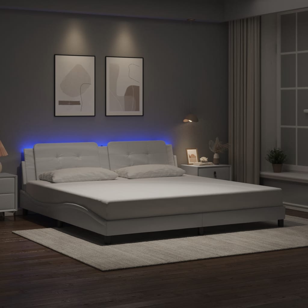 Cadre de lit avec LED sans matelas Zadar blanc 200x200 cm