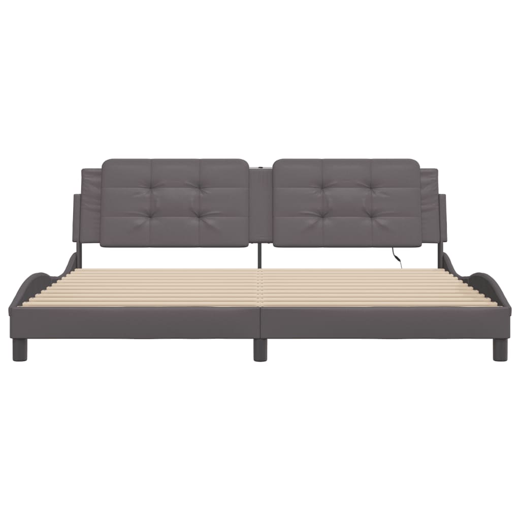 Cadre de lit avec LED sans matelas Zadar gris 200x200 cm - XIOS