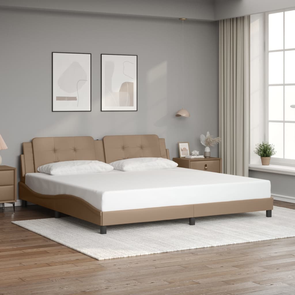 Cadre de lit avec lumières LED cappuccino 200x200 cm similicuir - XIOS